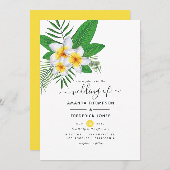 Watercolor Aloha Luau Beach Wedding Invitation (Front/Back)