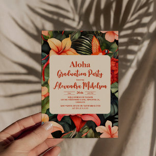 Watercolor Aloha Luau Graduation Party Invitation