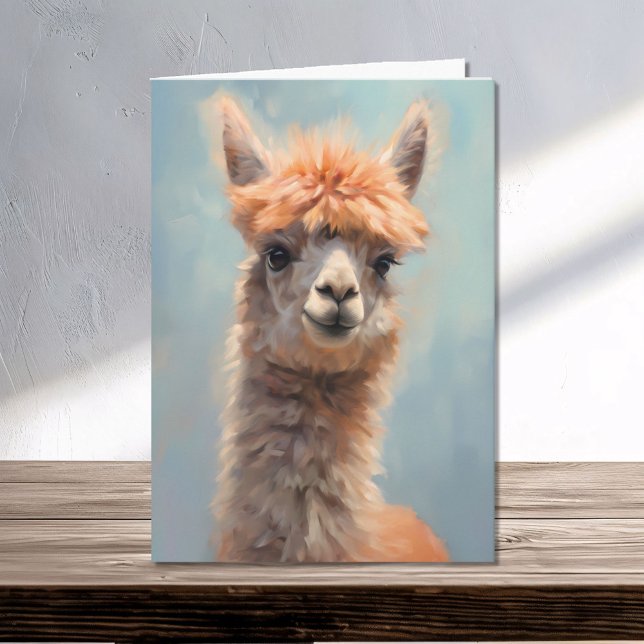 Watercolor Alpaca Portrait Card (Creator Uploaded)