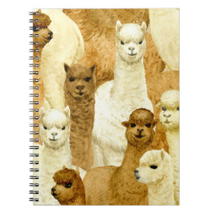 Watercolor alpacas, seamless hand-drawn background notebook