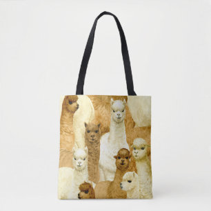 Watercolor alpacas, seamless hand-drawn background tote bag