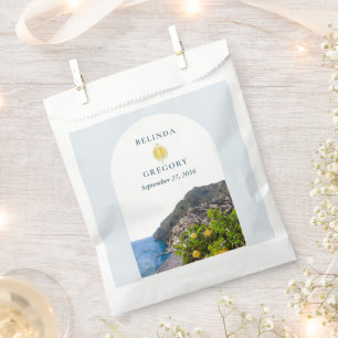 Watercolor Amalfi Coast Arch Italy Lemons Wedding Favour Bag