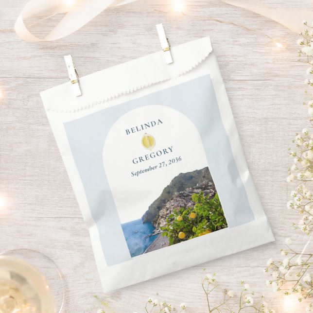 Watercolor Amalfi Coast Arch Italy Lemons Wedding Favour Bag (Clipped)
