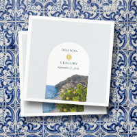 Watercolor Amalfi Coast Arch Italy Lemons Wedding