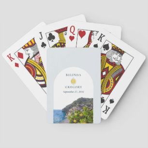 Watercolor Amalfi Coast Arch Italy Lemons Wedding Playing Cards