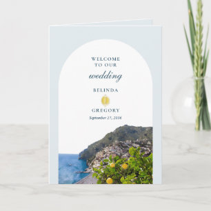 Watercolor Amalfi Coast Arch Italy Lemons Wedding Program