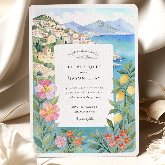 Watercolor Amalfi Coast Lemon Blossoms Wedding Invitation (Creator Uploaded)