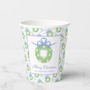 Watercolor Amalfi Lemons Wreath Personalised Paper Cups