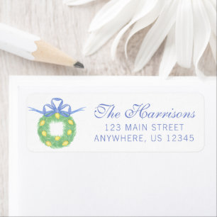 Watercolor Amalfi Lemons Wreath Return Address Label