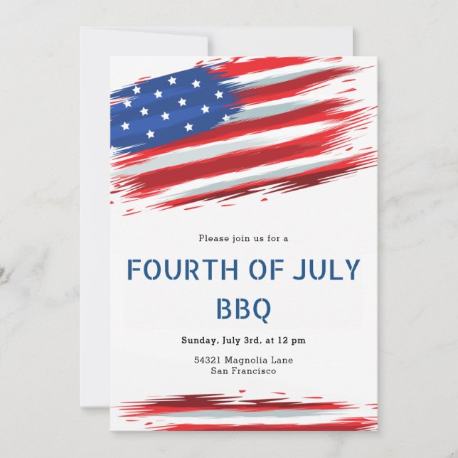 Watercolor American Flag 4th Of July Invitations (Front)
