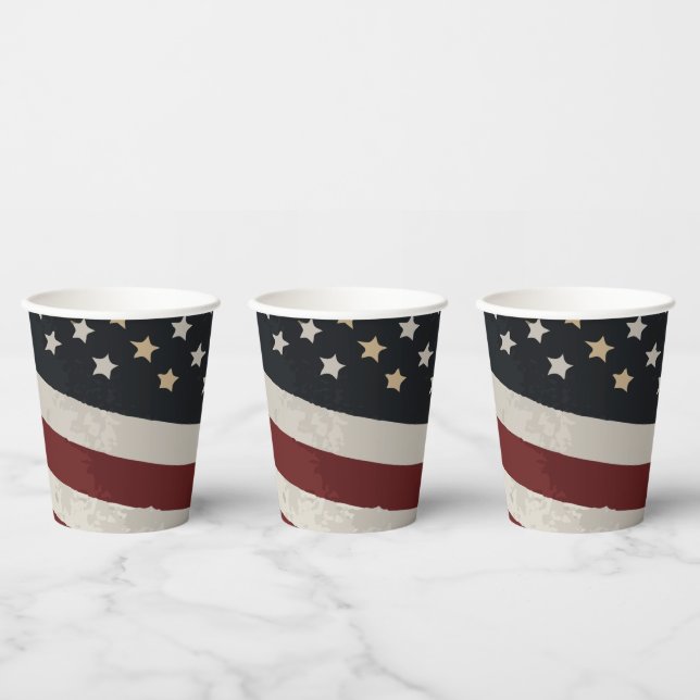 Watercolor American Flag 4th of July Paper Cups (Multi)