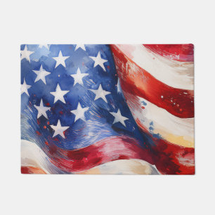 Watercolor American Flag Doormat