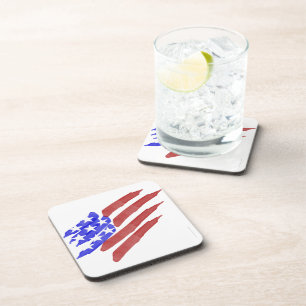 Watercolor American Flag Patriotic Coaster Set