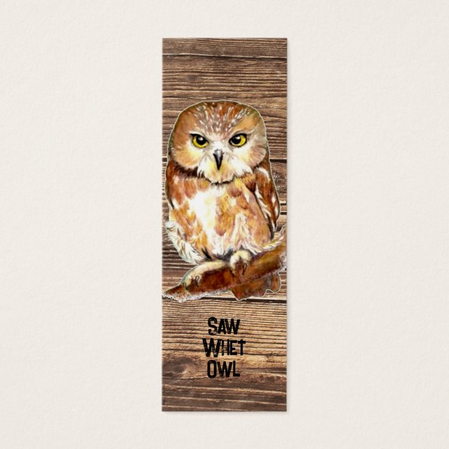 Watercolor American Owl Bird BookMark (Front)