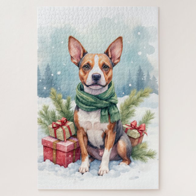 Watercolor American Staffordshire Terrier Rustic Jigsaw Puzzle (Vertical)