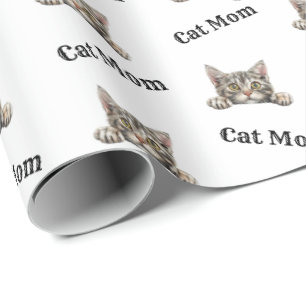 Watercolor American Wirehair Cat Mum Pattern Wrapping Paper