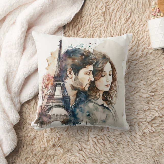 Watercolor Amour in Paris Cushion (Blanket)