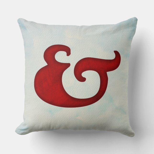 Watercolor Ampersand Nautical | Fancy Red And Sign Cushion (Front)
