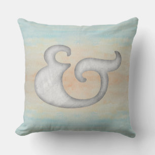 Watercolor #Ampersand #Nautical   White & Ocean Cushion