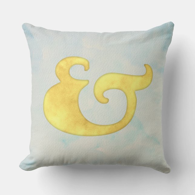 Watercolor Ampersand Nautical | Yellow + Sky Colou Cushion (Front)