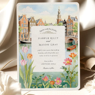 Watercolor Amsterdam Holland Wedding Invitation
