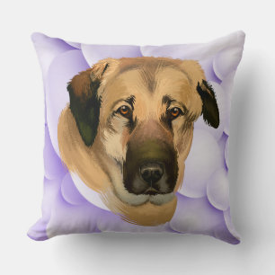 WATERCOLOR ANATOLIAN SHEPHERD DOG FACE CUSHION