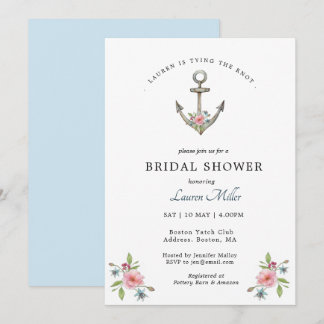 Watercolor Anchor Bridal shower  invitation