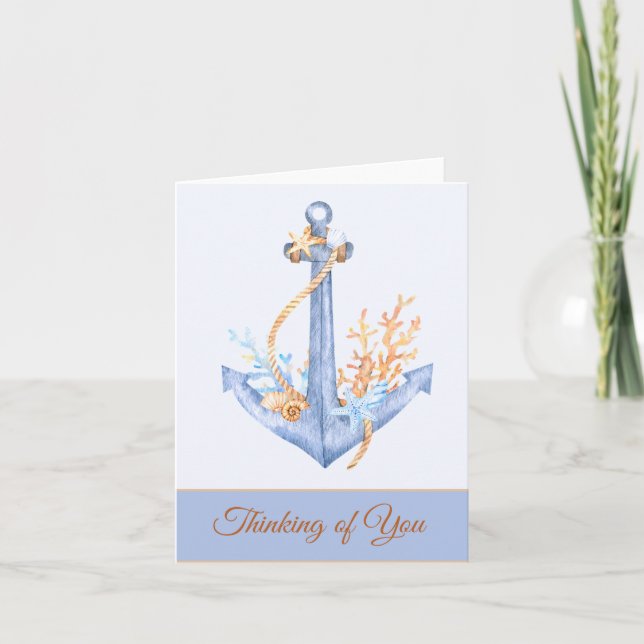 Watercolor Anchor customisable Note Card (Front)