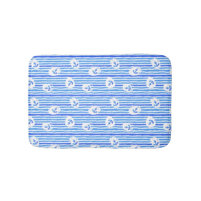 Watercolor Anchor Pattern 1 Bath Mat (Front)