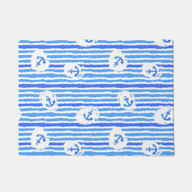 Watercolor Anchor Pattern 1 Doormat (Front)