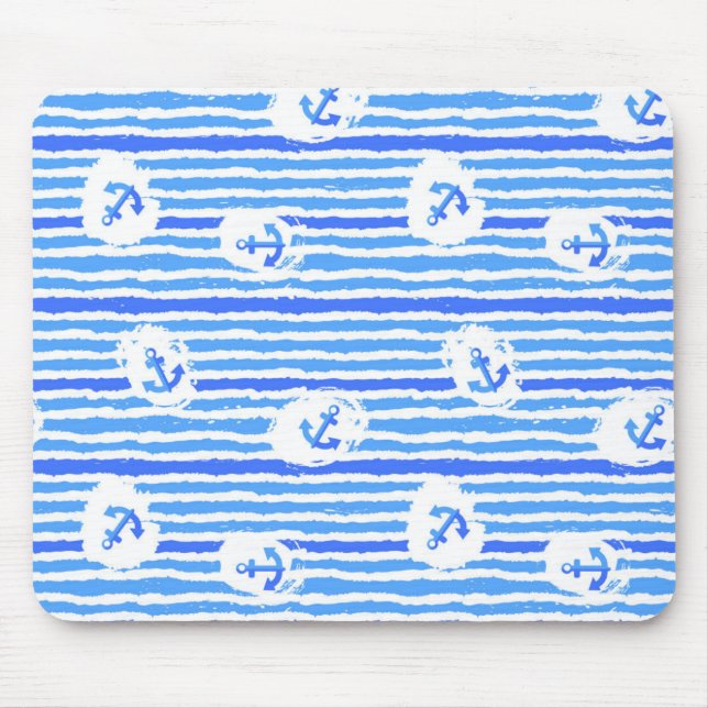 Watercolor Anchor Pattern 1 Mouse Pad (Front)