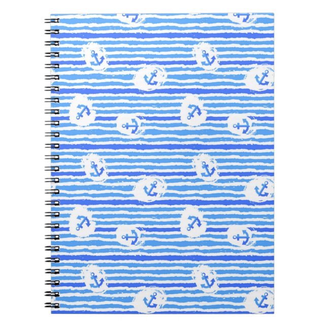 Watercolor Anchor Pattern 1 Notebook (Front)