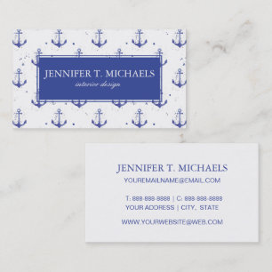 Watercolor Anchor Pattern 2 Business Card