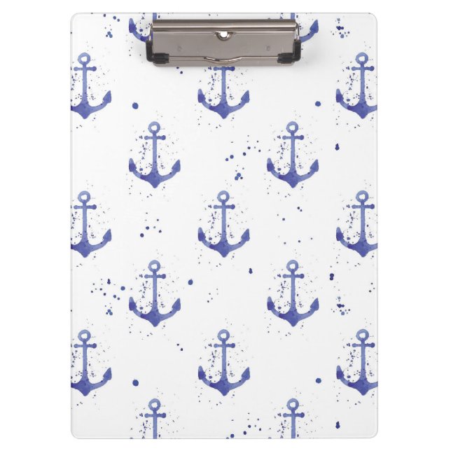 Watercolor Anchor Pattern 2 Clipboard (Front)