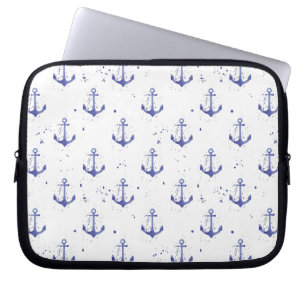 Watercolor Anchor Pattern 2 Laptop Sleeve