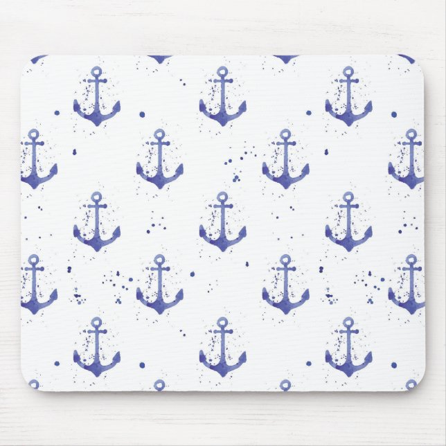 Watercolor Anchor Pattern 2 Mouse Pad (Front)