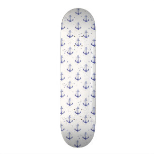 Watercolor Anchor Pattern 2 Skateboard