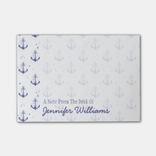 Watercolor Anchor Pattern Add Your Name Post-it Notes