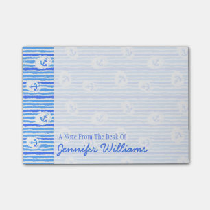 Watercolor Anchor Pattern Add Your Name Post-it Notes