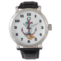Watercolor Anchor With Rope And Seashell