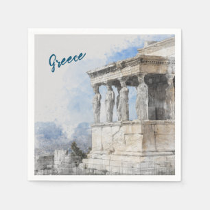 Watercolor Ancient Athens Greece Napkins Table