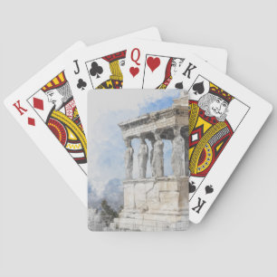 Watercolor Ancient Athens Ruins Poker Cards – Art