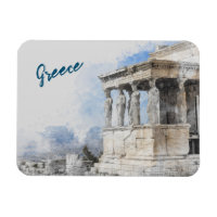 Watercolor Ancient Sites ruins in Athens, Greece