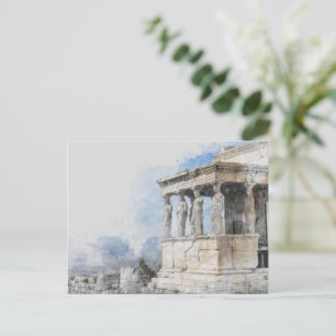 Watercolor Ancient Sites ruins in Athens, Greece Postcard