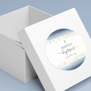 watercolor and FAUX gold foil details baptism Classic Round Sticker
