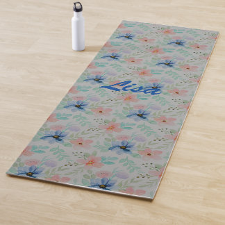 Watercolor And Flowers Yoga Mat