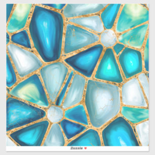 Watercolor and gold cells - ocean