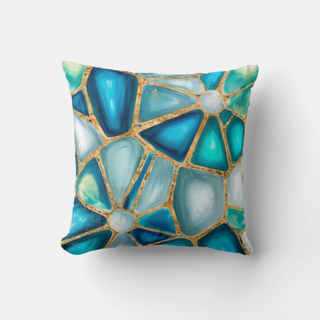 Watercolor and gold cells - ocean cushion (Front)