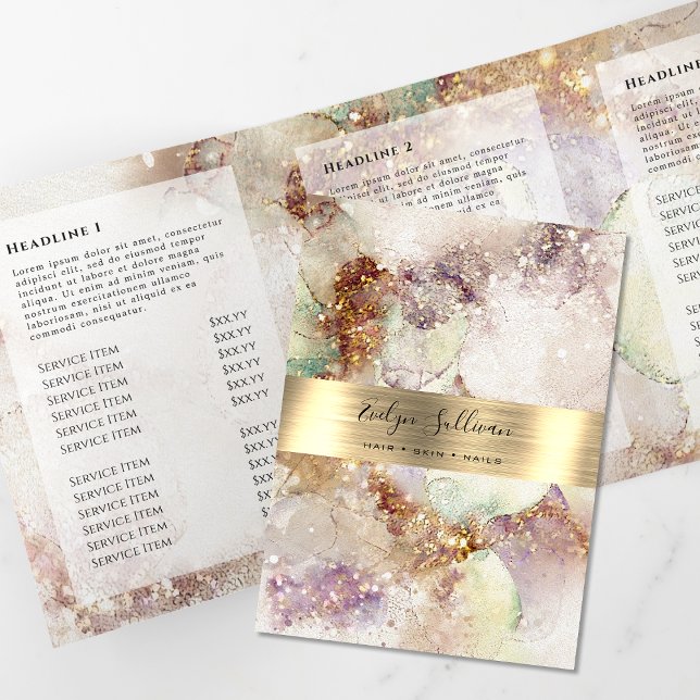Watercolor and Gold Foil Trifold Brochure (Creator Uploaded)