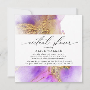 watercolor and gold virtual shower Invitation